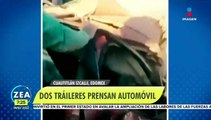Tráileres prensan a automóvil en la autopista México-Querétaro
