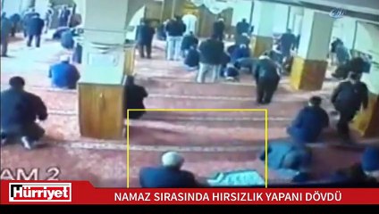 Camideki hırsızlık girişimine cemaatten dayak kamerada