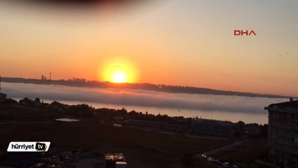 Büyükçekmece'de oluşan sis muhteşem görüntüler oluşturdu