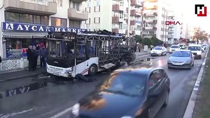 Çanakkale'de halk otobüsü alev alev yandı