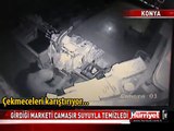 HIRSIZLIK İÇİN GİRDİĞİ MARKETİ ÇAMAŞIR SUYUYLA TEMİZLEDİ