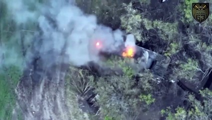 Ukraine 63rd Mechanized Brigade, destroying a Russian armoured fighting vehicle with a Stugna-P ATGM