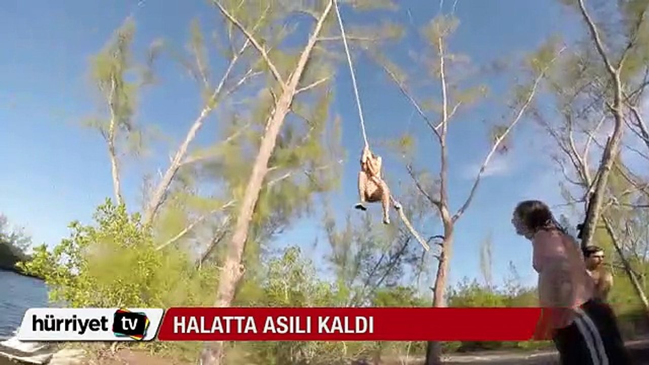 Ayağına halat dolanan genç kız kayaya çarptı