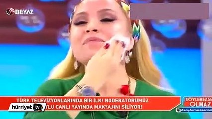 Lerzan Mutlu canlı yayında makyajını sildi