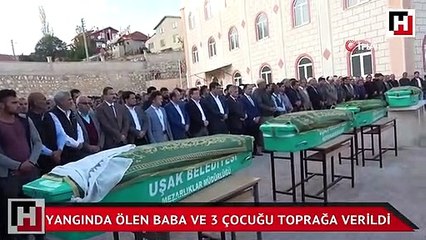 Yangın faciasında ölen baba ve 3 çocuğu toprağa verildi