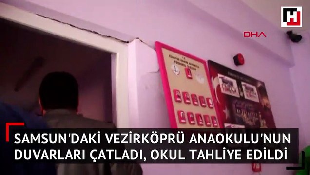 Vezirköprü Anaokulu'nun duvarlarında çatlaklar oluştu okul tahliye edildi