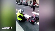 Polis minik sürücüye ceza kesti