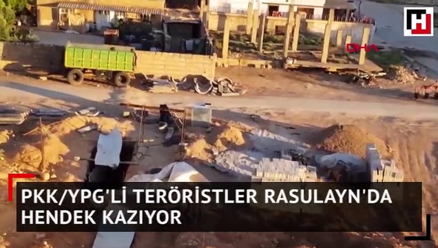 PKK/YPG'li teröristler Rasulayn'da hendek kazıyor