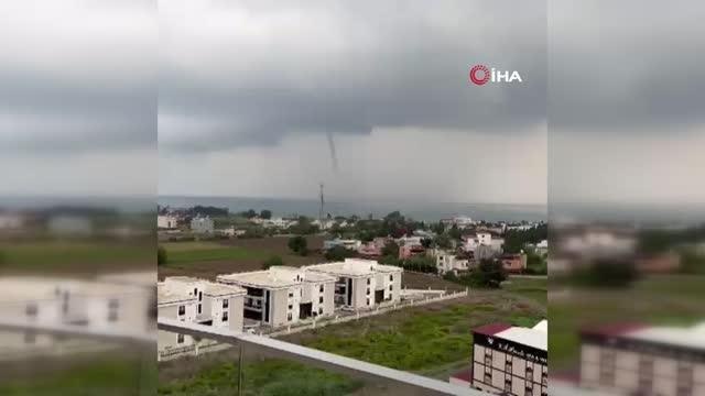 Son dakika haber | İskenderun Körfezi'nde oluşan 3 hortum kamerada