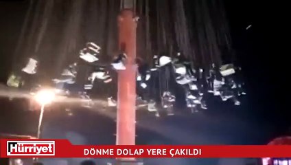 Dönme dolap yere çakıldı