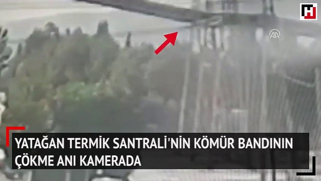 Yatağan Termik Santrali'nin kömür bandının çökme anı kamerada