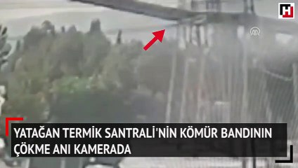 Yatağan Termik Santrali'nin kömür bandının çökme anı kamerada
