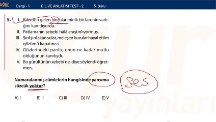 Türkçe Konu Testi 2 - soru: 5