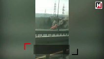 D-100 Karayolunda otomobil alev alev yandı