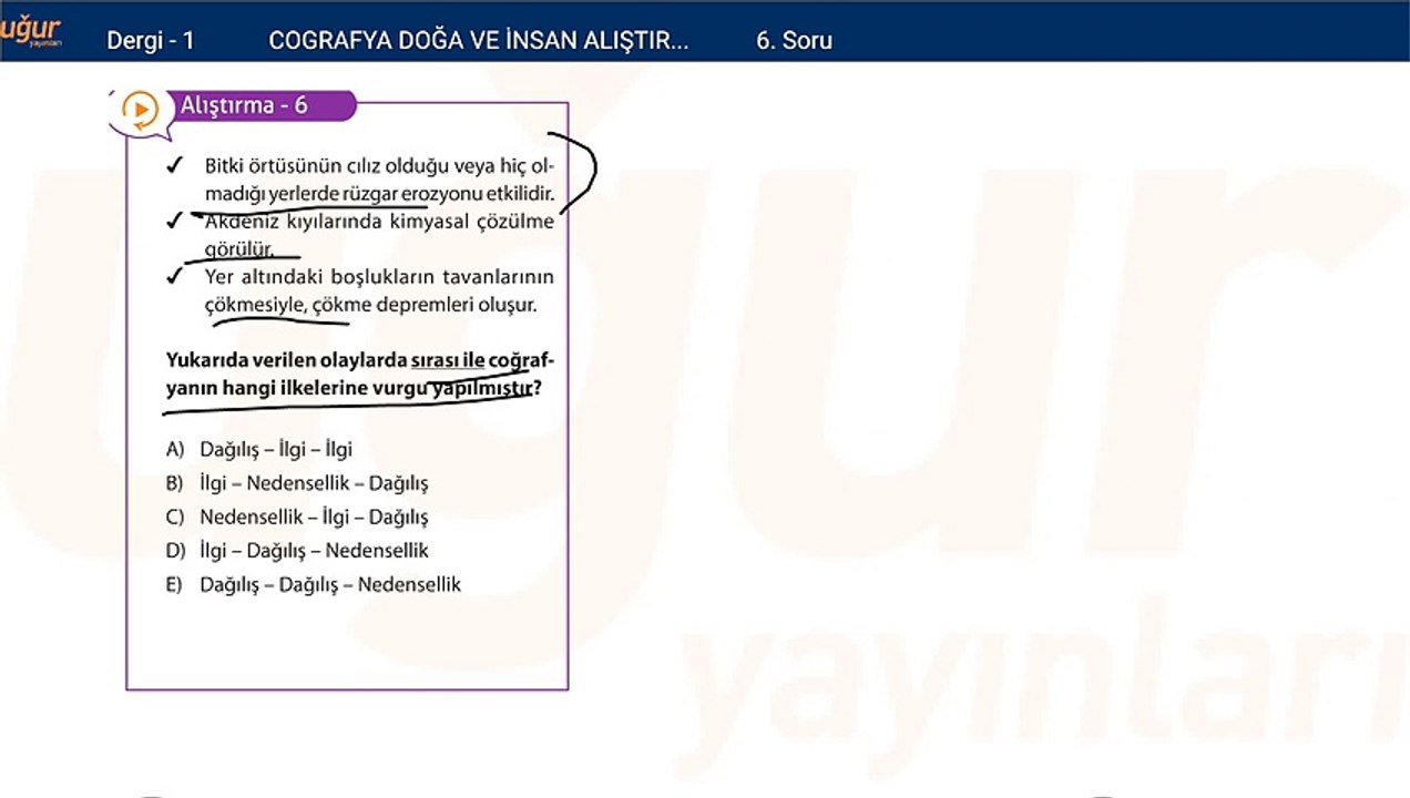 Coğrafya - Doğa ve insan - Alıştırmalar Soru: 6