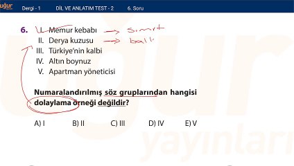 Türkçe Konu Testi 2 - soru: 6