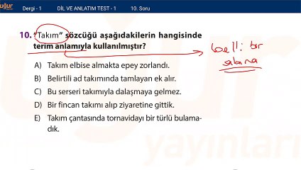 Türkçe Konu Testi 1 - soru: 10