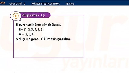 Matematik - Kümeler ve Alıştırma Soru : 16