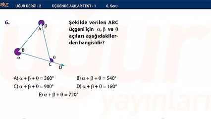 Geometri - Üçgende Açılar Test 1 Soru : 6