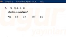 Temel kavramlar - Doğal sayılar - Tam sayılar alıştırma Test : 1 Soru: 7