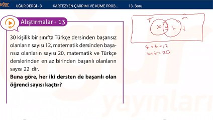 Matematik - Kartezyen çarpımı ve Küme Problemleri Alıştırmalar : 13