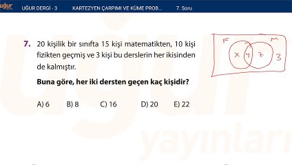 Matematik - Kartezyen çarpımı ve Küme Problemleri - Test soru : 7