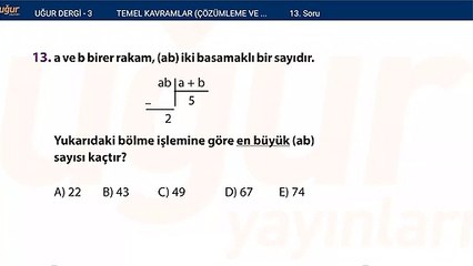 Temel Matematik - Çözümleme ve Dört İşlem - Test1 soru : 13