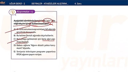 Türkçe - Deyimler ve Atasözleri Alıştırma Soru : 4