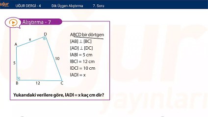 Geometri - Dik Üçgen Alıştırma Soru: 7