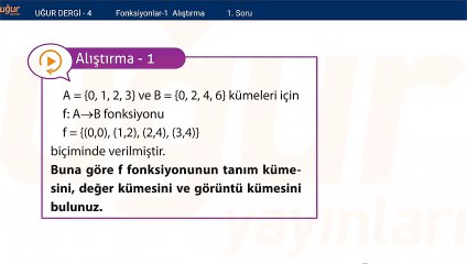Matematik - Fonksiyonlar 1  Alıştırma Soru: 1