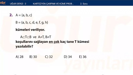 Matematik - Kartezyen çarpımı ve Küme Problemleri - Test soru : 2
