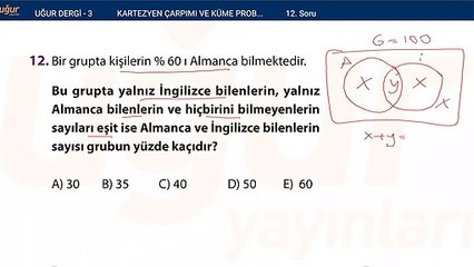 Matematik - Kartezyen çarpımı ve Küme Problemleri - Test soru : 12
