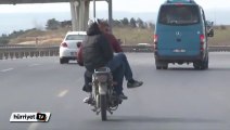 E5'teki tehlikeli motosiklet sürüşü kamerada