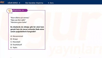 Türk Edebiyatı - Söz Sanatları Alıştırmalar : 4