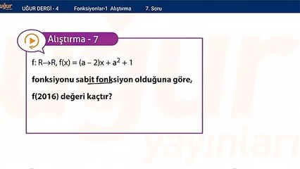 Matematik - Fonksiyonlar 1  Alıştırma Soru: 7