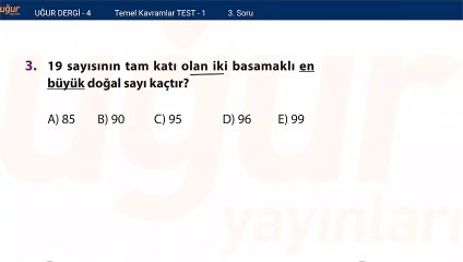 Temel Matematik - Temel Kavramlar Test 1 - Soru: 3