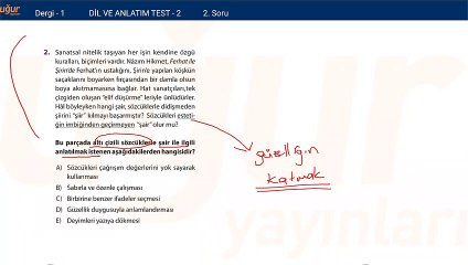 Türkçe Konu Testi 2 - soru: 2