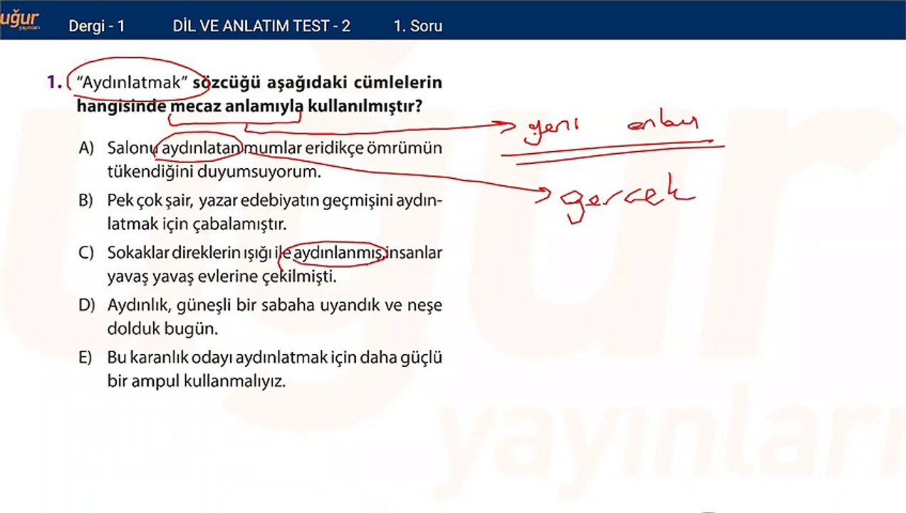 Türkçe Konu Testi 2 - soru: 1