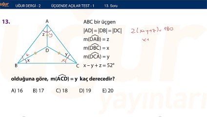 Geometri - Üçgende Açılar Test 1 Soru : 13