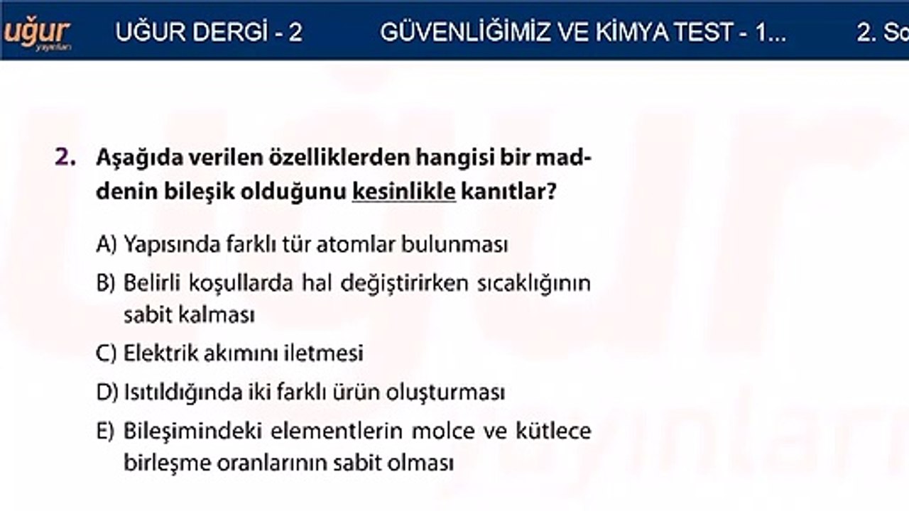 Kimya ne işe yarar - Kimya'nın sembolik dili Soru: 2