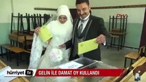 Gelin ve Damat düğün öncesi oylarını kullandı