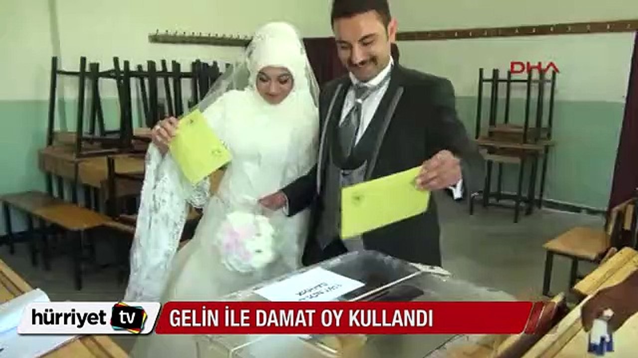 Gelin ve Damat düğün öncesi oylarını kullandı