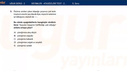 Türkçe - Deyimler ve Atasözleri Test 2 Soru : 5