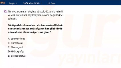 Coğrafya - Konu Testi Soru: 12