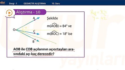 Geometri Doğruda Açılar ve Alıştırmalar Soru: 10