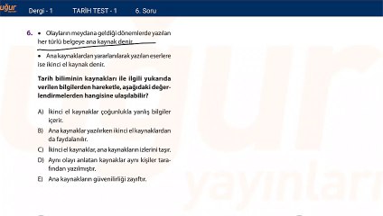 Tarih-Konu Test 1 Soru:6