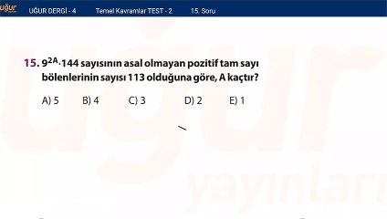 Temel Matematik - Temel Kavramlar Test 2 - Soru: 15