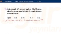 Temel kavramlar - Doğal sayılar - Tam sayılar alıştırma Test : 1 Soru: 16