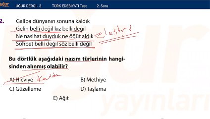 Türk Edebiyatı – Test Soru: 2