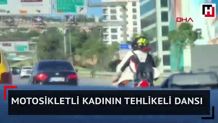 Motosikletli kadının tehlikeli dansı